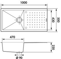 Beépíthető gránit mosogató LUISINA FUSION EV60011 022 Croma