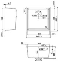 Aláépíthető gránit mosogató LUISINA QUADRILLE EVSP982 116E White alpine