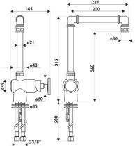 Konyha indusztriális csaptelep CHAMBORD QUEEN RC945 091 Ottone protetto