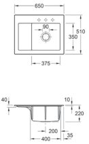 Beépíthető kerámia mosogató Villeroy & Boch Subway 45 Compact right SnowWhite 331302KG