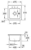 Beépíthető kerámia mosogató Villeroy & Boch Subway 45 XS Chromit 678102J0