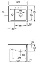 Beépíthető kerámia mosogató Villeroy & Boch Subway 60 XM Chromit 678002J0