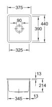 Beépíthető kerámia mosogató Villeroy & Boch Subway 45 SU Undercounter Stone 332402SL