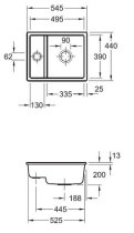 Beépíthető kerámia mosogató Villeroy & Boch Subway 60 XU Undercounter Stone White 675802RW